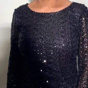 Marina black sequin dress 8 petite